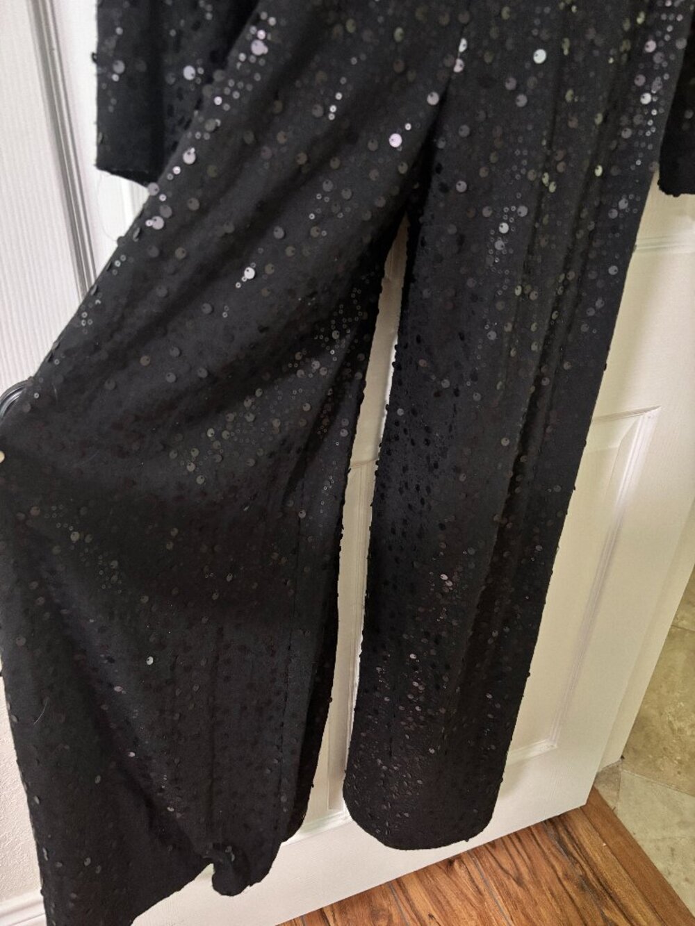 Karen Millen Black Sequin Long Sleeve Wrap Jumpsuit size s (8/10) - Picture 7 of 7